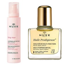 눅스 크리미 메이크 업 리무버 밀크 베리 로즈 200ml + 윌 프로디쥬스 멀티 퍼포즈 드라이 오일 10ml, 1세트