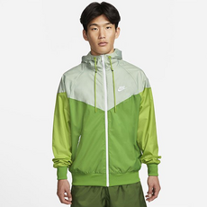 NIKE 拼色防風連帽外套 綠色