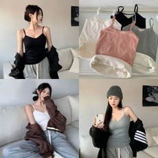 여성 기모안감 이너나시 안감 골지 발열 겨울 레이어드 나시 보온 편안함 홈웨어 피트니스 운동용 2장