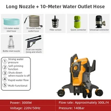 220V 고압 세척기 휴대용 전기 자동차 세척기 강력한 물 분사 청소기 가정용 차고 정원 야외 차량용, 03 C