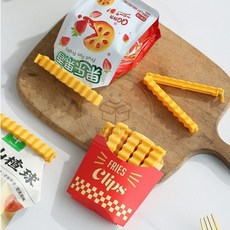 VVJ購物網【韓國ins】食品密封夾 食物保鮮夾 薯條造型封口夾 可愛造型 零食保鮮, 1個, 薯條造型12入/組(贈外盒+磁鐵貼), 黃色