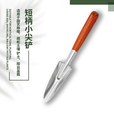 園藝花鏟 短柄尖鏟子 實木手柄, 1個, 短柄尖鏟子,精工實木手柄花鏟