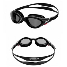Speedo 蛙鏡 Futura Biofuse 成人泳鏡 防霧抗紫外線 運動泳鏡, 1個, 廣角超軟Biofuse 2.0黑