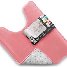 Clara Clark 욕실 러그 세트 울트라 소프트 플러쉬 매트 미끄럼 방지 기능 세탁기 사용 가능 빠른 건조 벨벳 메모리 폼 욕실 매트 그레이, Contour, Coral Pink, Coral Pink