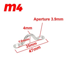M4-M10 31 스테인레스 스틸 패드 아이 플레이트 보트 탑 데크 루프 스트랩 다운 앵커 카약 리깅 천장, 04 M4, 04 1Pcs