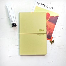 꼼꼬미 2026 모먼트 업무용 회사 가죽 A5 소량 대량 주문 제작 다이어리, 선샤인 라임