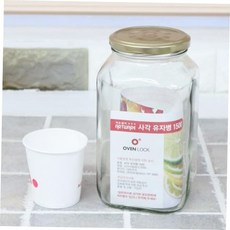사각 유자 1500ml 유리용기 보관용기 주방용품 쨈병, 1