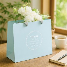 잇츠K 땡큐 파스텔 블루 선물 쇼핑백 / 종이가방 답례 포장, 10개, 블루 대