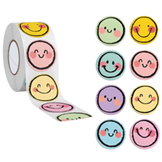 펴나나다 스마일 이모티콘 롤 스티커 500PCS, 1개, 혼합색상 1개, 혼합색상