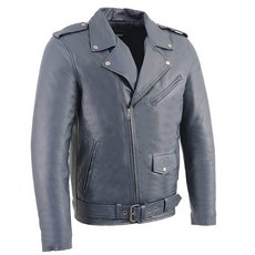 Milwaukee Leather 밀워키 레더 SFM1890 남성용 블루 가죽 클래식 모토 재킷, X-Large
