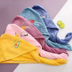 캐릭터 샤워 극세사 타월 드라이 헤어타올 머리수건, 아보카도 옐로우
