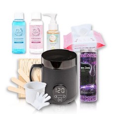 MINI YANG 低痛感星空熱蠟除毛組 清潔保養3件組 (摩卡熱蠟機 幽靜紫蠟豆 木棒), 400g, 1個