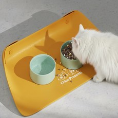 조은상사 애완동물식사흘림방지매트 강아지식탁매트, 옐로우