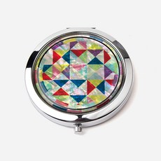 나전칠기 손거울 조각보 문양 자개 원터치 휴대용 화장거울 전통공예 여성 선물, 선물포장없음