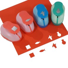 두키트 모양펀치, 중형, 네모+물고기+꽃병+펭귄, 4개