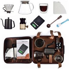 AOHAO 캠핑 휴대용 핸드드립 커피 세트 10pcs 세트 V60 홈카페, 2개, 600ml
