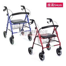 恆伸鋁合金四輪助步車 帶菜籃車 54CM助行車 四輪設計 銀髮族輔具 安全穩固, 藍色, 1個