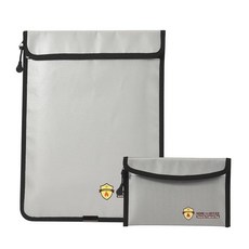 내화성 방수 문서 가방1 093.3°C2500°F 2개 - 지퍼가 달린 현금용 및 머니 파우치 A4/A5 홀더 파일 현금 주얼리 여권 태블릿 노트북을 안전하게 보, 15 x 11 inch + 5 x 8 inch, 실버 2