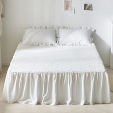 뉴노멀 항균 롱프릴 홑겹 침대패드, 화이트