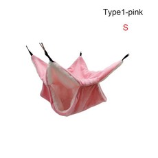 플러시 햄스터 해먹 작은 동물 더블 레이어 침낭 둥지 애완 쥐 다람쥐 케이지 하우스, S, Type1 Pink
