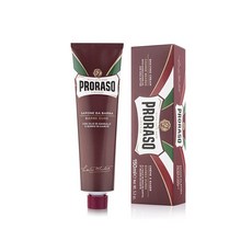 PRORASO 刮鬍膏 刮鬍液 刮鬍泡 刮鬍皂 - 白色 綠茶 薄荷 檀香 - 敏感肌 粗硬鬍鬚適用, 1個, 紅色（刮鬍膏）
