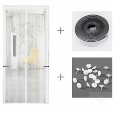 JDSTORE 문 스트라이프 모기장(100X210CM) (화이트) 자석방충망 방충망 모기방충망 출입문모기장