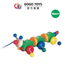 GOGO TOYS 扭扭毛毛蟲玩具 色彩鮮豔 促進手眼協調 木製安全玩具, 彩色, 1套
