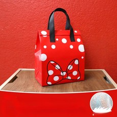 복장 부직포 쇼핑백 소중대 포장봉투 손잡이 선물봉투 쇼핑백 리유저블, 25개, 레드 도트 25*26*18cm