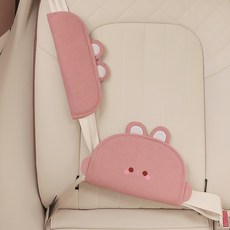 두들리 차량용 안전벨트가드 목쓸림방지 안전벨트커버, 1세트, 핑크래빗