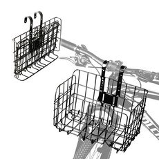 베이직 원터치 접이식 강철 바구니 자전거 앞바구니 장바구니, 1개, 블랙