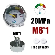 압력계 압력 게이지 미니 마이크로 25mm/1 인치 게이지 압축 공기 핸드 펌프 다이빙 HPA 레귤레이터 M8*1 M, 02 20MPa- M8