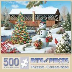 [4] Bits and Pieces 성인용 500피스 직소 퍼즐 - 시골 크리스마스 - 아티스트 Alan Giana의 겨울 휴일 눈사람 직소 퍼즐 완성된 퍼즐 사이즈: 45., Bits AND & Pieces 성인용 500피스 직소