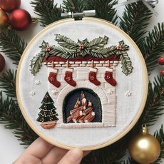 일상플랜 프랑스 자수 크리스마스 DIY 세트, 1개, E type (15x15cm)