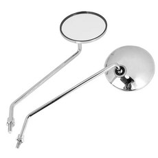 크롬 오토바이 스쿠터 미러 백미러 나사형 원형 타원형 볼록 거울, 색상: 1. 실버