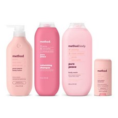 Method Pure Peace 바디 로션 450ml(14액량 온스) 워시 553.2ml(18온스) 데오도란트 75.1g(2.5온스) 볼류마이징 샴푸 450ml(14온스, 138377