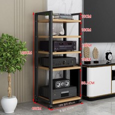 오디오 수납장 렉 턴테이블 LP 장식장 랙 철제 거실장 진열장 음향기기 이동식 캐비닛, 7. C타입5단블랙홀더+라이트호두바퀴