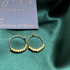 CityCape 幾何方塊圓圈耳環, 1個, 18K金色
