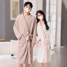 티류으스 남녀공용 커플 목욕가운 긴소매 수건가운 흡수속건 로브 호텔가운 Z0407