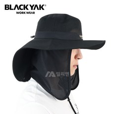 블랙야크 뒷목까지 햇빛 차단하는 쿨 메쉬 와이드햇 탈부착가능한 차양막, 블랙