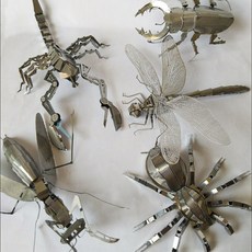 3D 입체 퍼즐 성인용 DIY 조립 모델 금속 모형 교육용 수제 장난감 나무조립 목공놀이 핸드메이드 해부학적 디자인 디오라마 스타일 완구, 1개, BN_잠자리+개미+전갈+거미+갑충