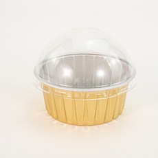 布丁杯 慕斯杯 圓形蛋糕盒 彩色錫箔杯 空氣炸鍋適用 烘焙盒, 金色+圓高蓋, 1個