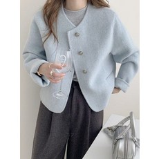 헤레이스 울100% 라운드 울 핸드메이드 자켓YMSH25FW209 1046456, 차콜 FREE