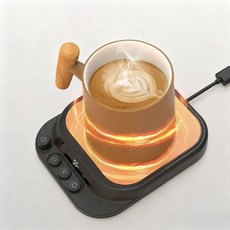 HULULU 스마트 usb 보온 컵워머 7단 온도조절 머그워머 컵받침대, 1개, 블랙