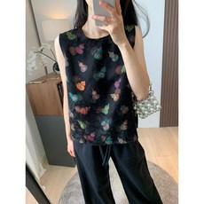 新中式復古設計 桑蠶絲雲紗側繫帶旗袍上衣, 紅色