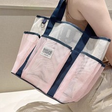 MAINTAIN PASSION GUANGMU 網眼手提包 乾濕分離大容量旅行沙灘包, 【粉色】游泳包 不含掛件, 粉色