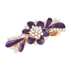 나카노야 NAKANOYA 바레타 65mm 1개 금속 합금 메탈 라인스톤 프렌치 바레트 헤어클립 뒤머리 럭셔리 주얼 진주 윈터 컬러 마블 무늬 에나멜 느낌 리본 꽃 리프 광택 글로스