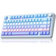 솔라카카 A75 무선 기계식 키보드 RGB 백라이트 다기능 노브 개스킷 장착 크리미 BT5.02.4GHzUSB-C 윈맥PC용 75% 컴팩트 아웃의 핫 스왑 가능 게임, Whtie&Black&Grey