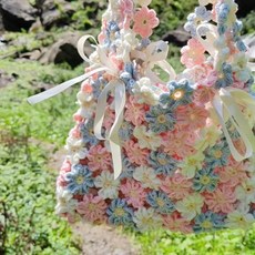 꽃가방 코바늘 뜨개질DIY 키트, F 패키지, 1개