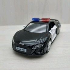 宅米吉 全新盒裝現貨 1:36 奧迪 AUDI R8 警車 黑色 合金 模型車 迴力車 收藏 禮物 玩具, 1個