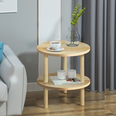오아루 원형 침대 쇼파 사이드 테이블 2단 협탁, 베이지